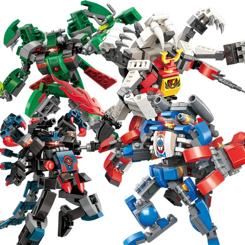 

4Sets 2in1 Eudemons Battle Armor Deformation Robot Model Building Blocks Compatible Legoings Action Figures Toys for Children