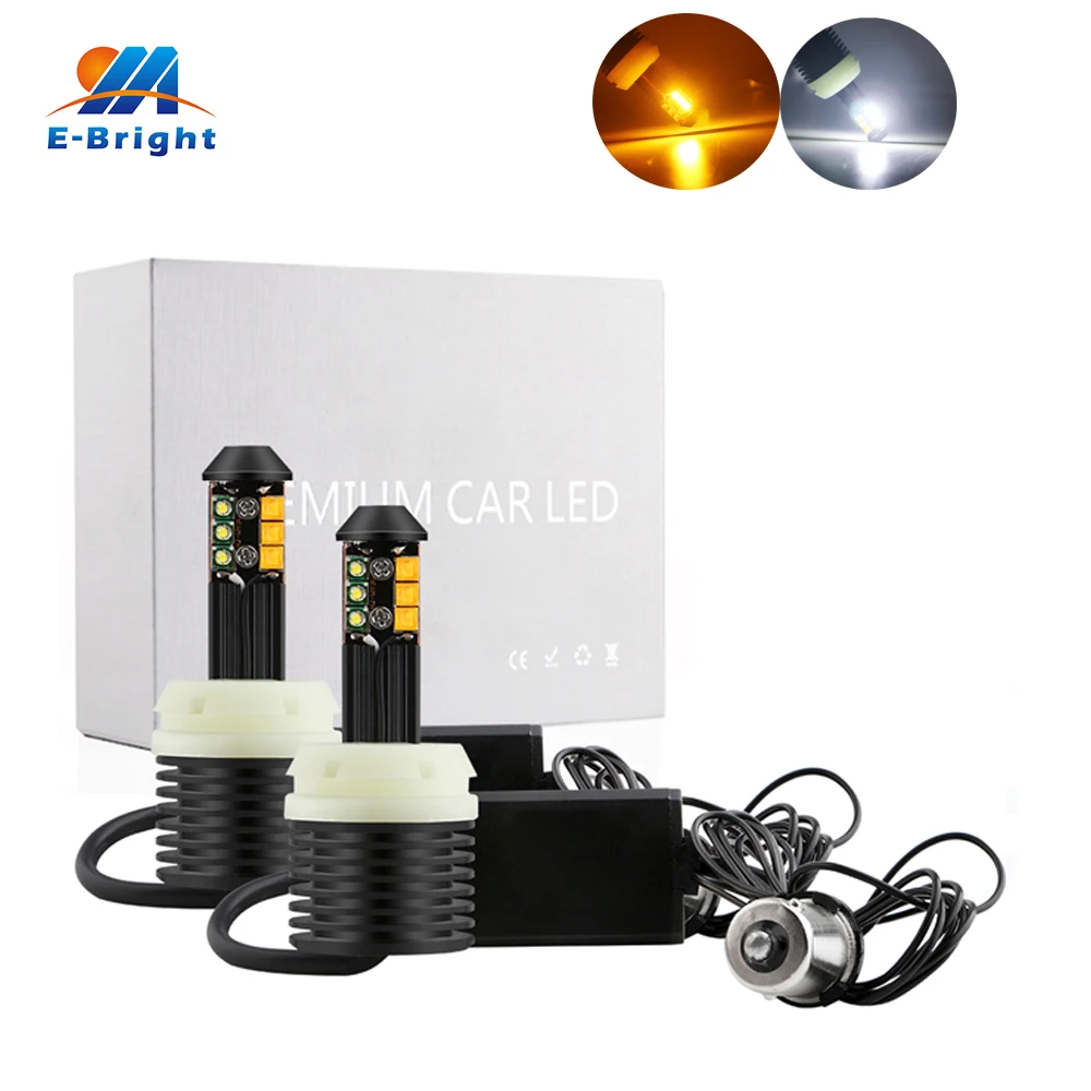 1 пара ламп указателя поворота S25 1156 PY21W BAU15S 3156 T20 7440 Белый/янтарный двухцветный