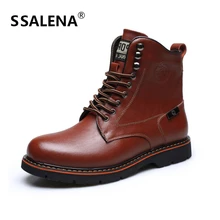 Мужские удобные повседневные ботинки на меху Мужская обувь в винтажном стиле на шнуровке мужская зимняя мотоциклетная обувь с круглым носком AA51593