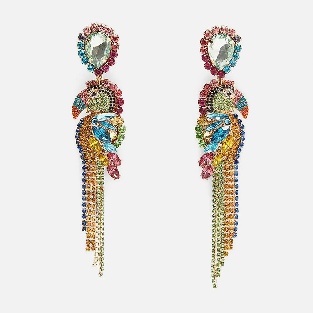 Vedawasy красочные блестящие Кристальные серьги-капли с бахромой ZA Свадебные ювелирные изделия птица рыба животное кулон цветок висячие серьги xg2960 - Окраска металла: 1