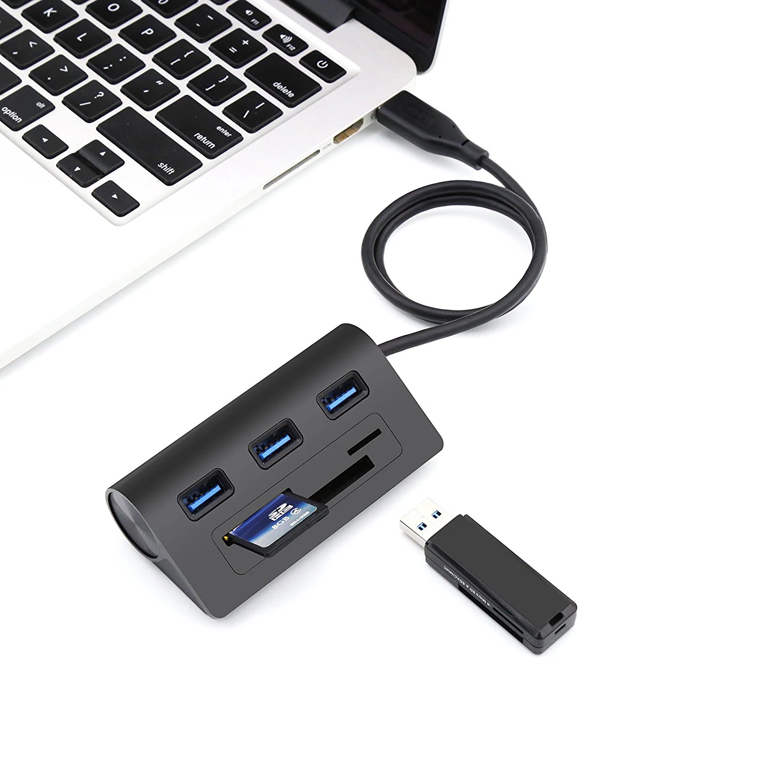 Rocketek multi usb 3,0 концентратор 3 порты и разъёмы алюминий адаптер splitter SD/TF CF Card Reader для MacBook Ноутбук интимные аксессуары