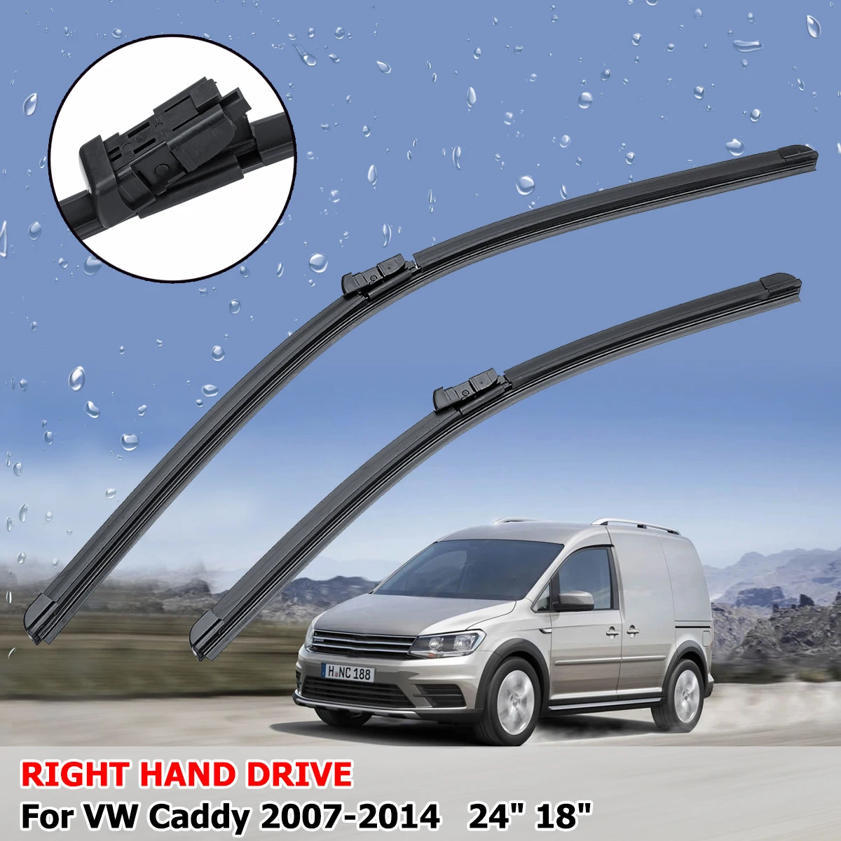 

24" 18" Car Front Windscreen Windshield Wiper Blade For VW Caddy 2007-2014 Right Hand Drive