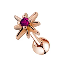 Тело панк 16g пирсинг хряща серьги-гвоздики фиолетовый CZ Sunburst форма украшение для козелка Daith Conch пирсинг