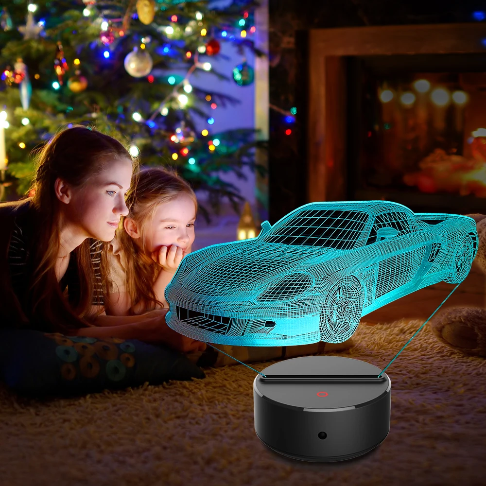 Спортивный автомобиль 3D светодиодный ночник 7 цветов USB голограмма Декор лампы настольные огни День рождения подарок для детей друзей