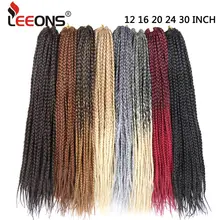 дешево✲ Leeons Вязание крючком Box Плетение Волос 12 16 20 24 30 Дюймов Короткий Средний Длинный Размер