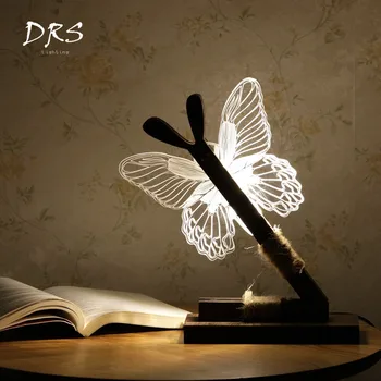 

Creative Modern Table Lights Simple Bedroom Bedside Lamp 3D Butterfly Eye Lamp Luminaire Lighting Lampara Para Mesita De Noche