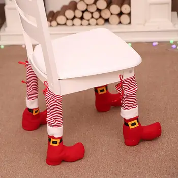 

4 Pcs/Set Christmas Decorations Cute Funny Christmas Restaurant Bar Chair Foot Cover Stool Table Foot Cover Decoration Wholesale