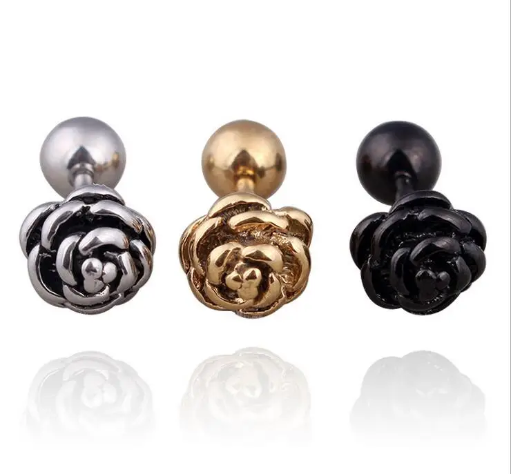 1 пара панк готические мужские и женские серьги с ушками, позолоченные, черные, серебристые, модные серьги-гвоздики в стиле хип-хоп