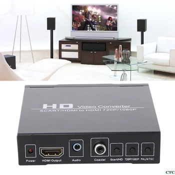 

SCART+HDMI To HDMI HD Video Converter Box 720P 1080P 3.5mm Coaxial Audio Out