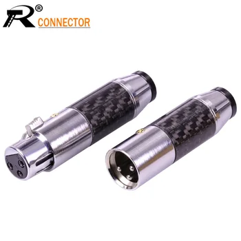 

1Set Luxury Carbon Fiber XLR wire connector 3PIN XLR Microphone plug male female adapter MIC with Rhodium plating
