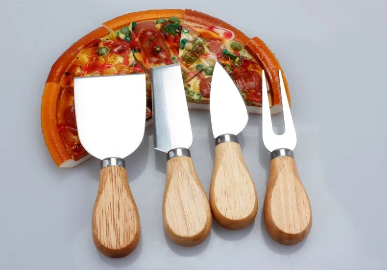 Free shipping 50 sets 4pcs/sets Knives Bard Set Oak Handle Cheese Knife Kit Kitchen Cooking