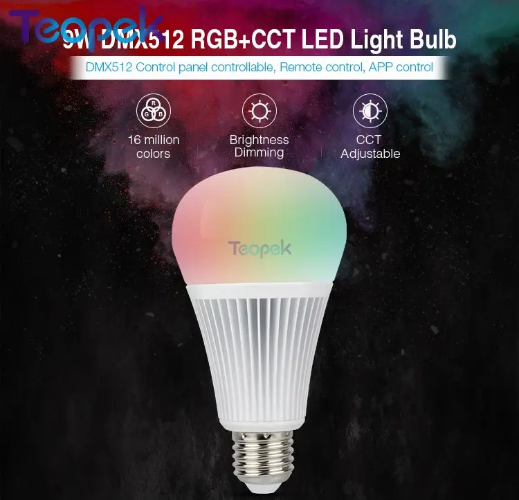 

Mi.light FUTD04 9W DMX512 RGB+CCT E27 LED Light Bulb;DMX 512 LED Transmitter ;2.4GHz FUT092 RGB+CCT wireless Remote