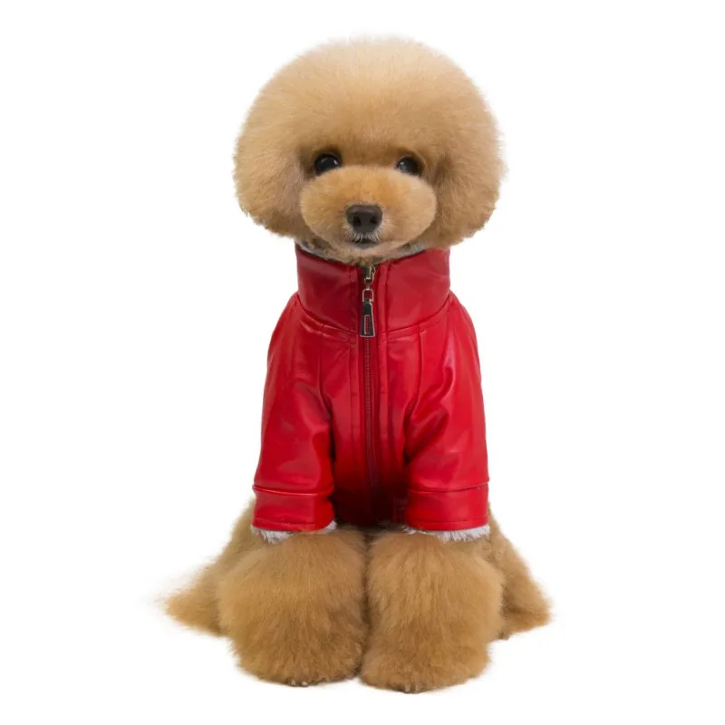 

Winter Dog Warm Jacket Pet Clothing for Dog Outfit Chihuahua Poodle Bichon Pug Clothes Pet PU Leather Coat Puppy