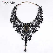 Find Me Брендовое модное готическое черное кружевное Броское готическое Ожерелье Большое Ювелирное Украшение Винтажное колье-чокер в стиле бохо ожерелье женское ювелирное изделие