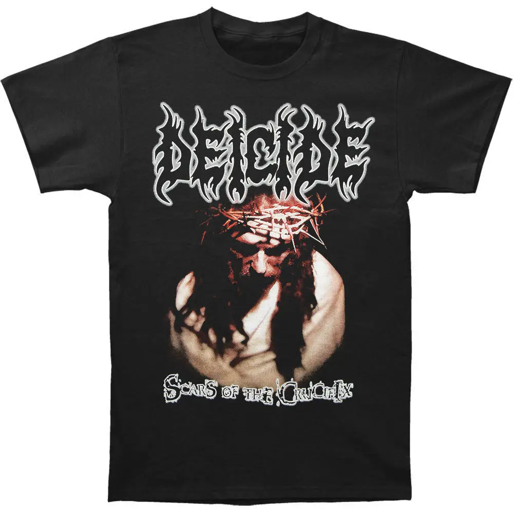 Мужская футболка Deicide с изображением рубцов распятия средняя черная летняя
