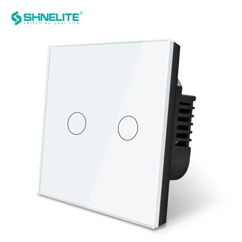 

Home automation,Wall Switch, 2 gang 1 way,UK standard, Black white Glass Panel,Touch Light Switch with LED indicator