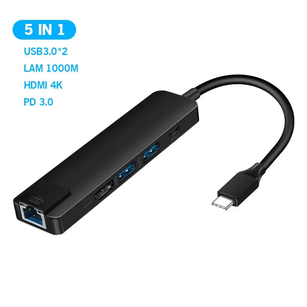 USB C hub - 3 USB, 1 Type C with PD, SD/Micro SD Reader