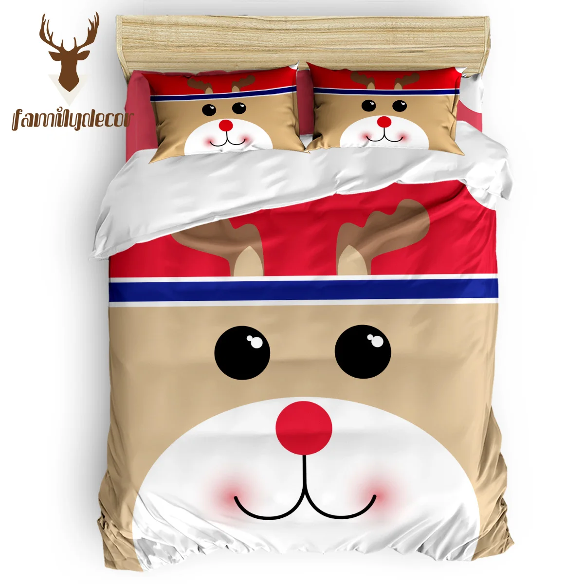 

Family Decor Christams Bear Quilt Cover Bedding 4 Pcs Bedding Sets Quilt Bedding Set Memorial Day Election Day Mother's Day