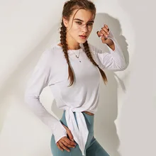 Женский спортивный костюм топ для йоги с длинным рукавом дышащая спортивная одежда быстросохнущая спортивная одежда