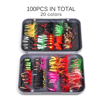 

Artificial Minnow Fishing Lures Kit Fly Fishing Flies Kit 20/100pcs Assorted Fishing Lure Hooks with Fly Box Tackle Box De Pesca