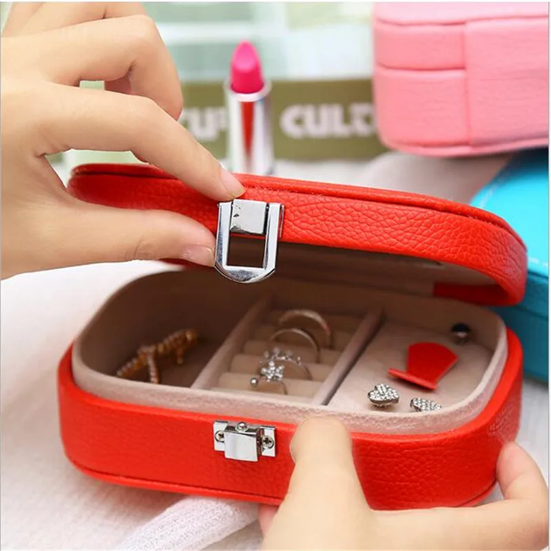 High Grade 6 Color Protable Leather Ring Box Earrings Case Fashion Accessories Display Box Jewelry Organizer Highly Demand