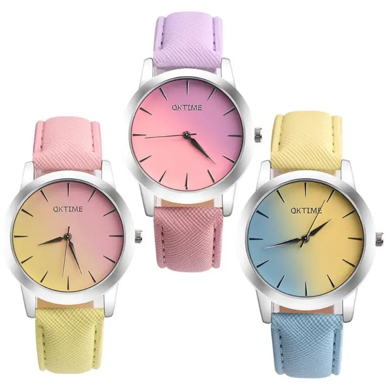 

Candy Color Women's Watch Student PU Leather Strap Casual Women Watches Clock relogio feminino saat reloj mujer