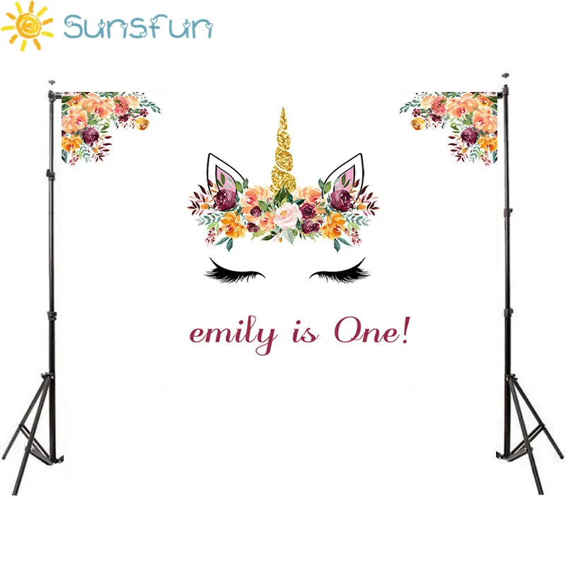 

Sunsfun Unicorn Photography Backdrops Floral Baby Shower Photo Background for Birthday Party Decorate Pictures