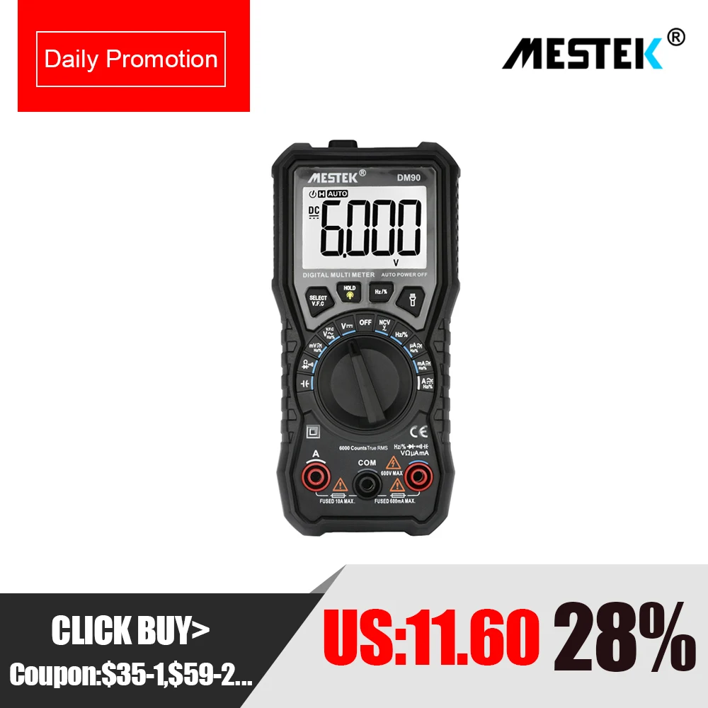 Günstig MESTEK NCV Digital Multimeter 6000 zählt Auto Ranging AC DC Spannung Meter Zurück licht Große Bildschirm multimeter Multitester