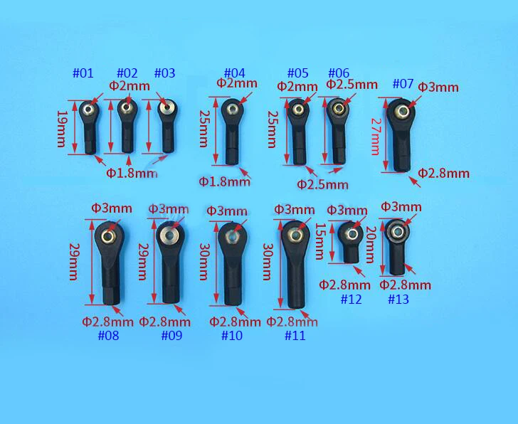 20 шт. M2/M2.5/M3 пластиковый шариковый шарнир 2/3 мм держатель рулевой тяги