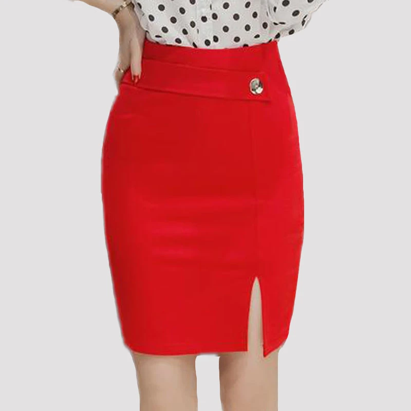 Faldas de talla grande para mujer, Falda tubo de cintura informal, ceñida al cuerpo, elegante, tejido elástico Formal, rojo y negro|fashion pencil skirtpencil skirt fashion - AliExpress