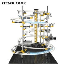 Finger Rock Level 3 Roller Coaster Model Building Kits Toys Maze Marble Run Game Racing Space Rail Rolling Metal Ball For Kid