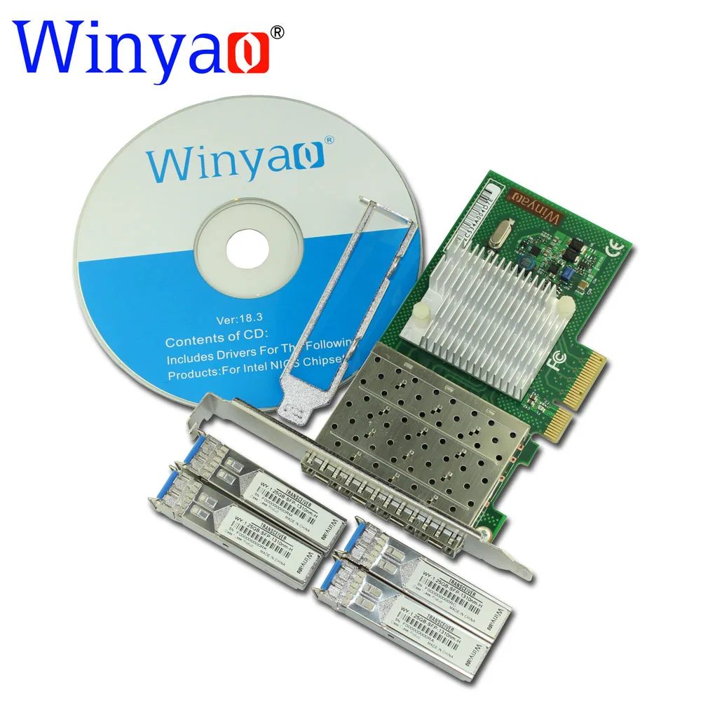 Winyao WYI350LX4 PCI-E X4 четырехъядерный Порт Gigabit Ethernet Lan волоконно-Серверная сетевая
