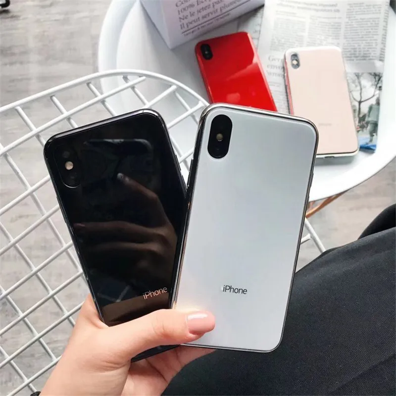 

Fashion Phone Protector Case For iPhone X XS MAX XR 8 7 6S 6 Plus Luxury Simple Plating Soft Frame Cell Phone Back Cover Fundas