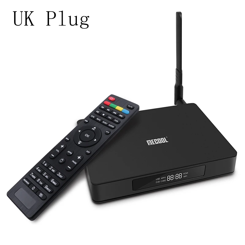 Mecool K6 DVB S2-T2-C Smart tv Box USB 3,0 Поддержка 2,4G 5G wifi 100 Мбит/с 4K VP9 2 Гб ram+ 16 Гб rom медиаплеер - Цвет: UK Plug