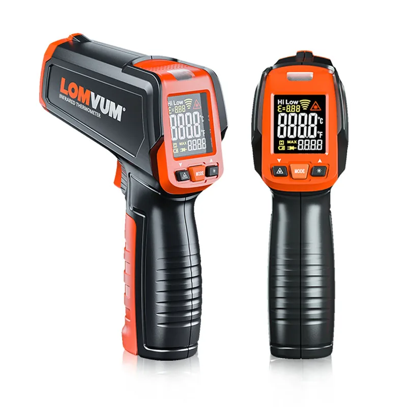 

Lomvum Temperature Measuring Instruments Non-Contact Laser Temperature LCD Display IR Infrared Digital C/F Surface Thermometer
