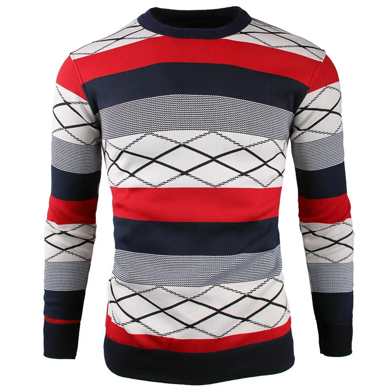 Spring Autumn Sweaters 2017 New Sweaters Men Fashion Autumn Patchwork