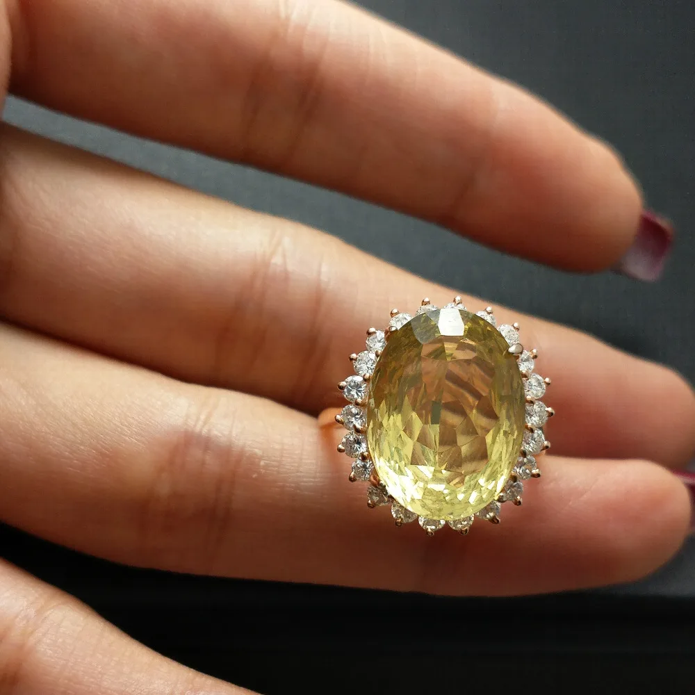 FLZB, модное кольцо натуральный лимонный кварц, роскошное 925 Серебряное кольцо с oval10* 12 мм 9.0ct Птичье гнездо, классическое красивое кольцо