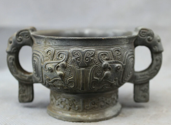 

S4716 Tibet Pure Bronze Copper Wealth Sheep Head Statue Buddhism Incense Burner Censer D0317