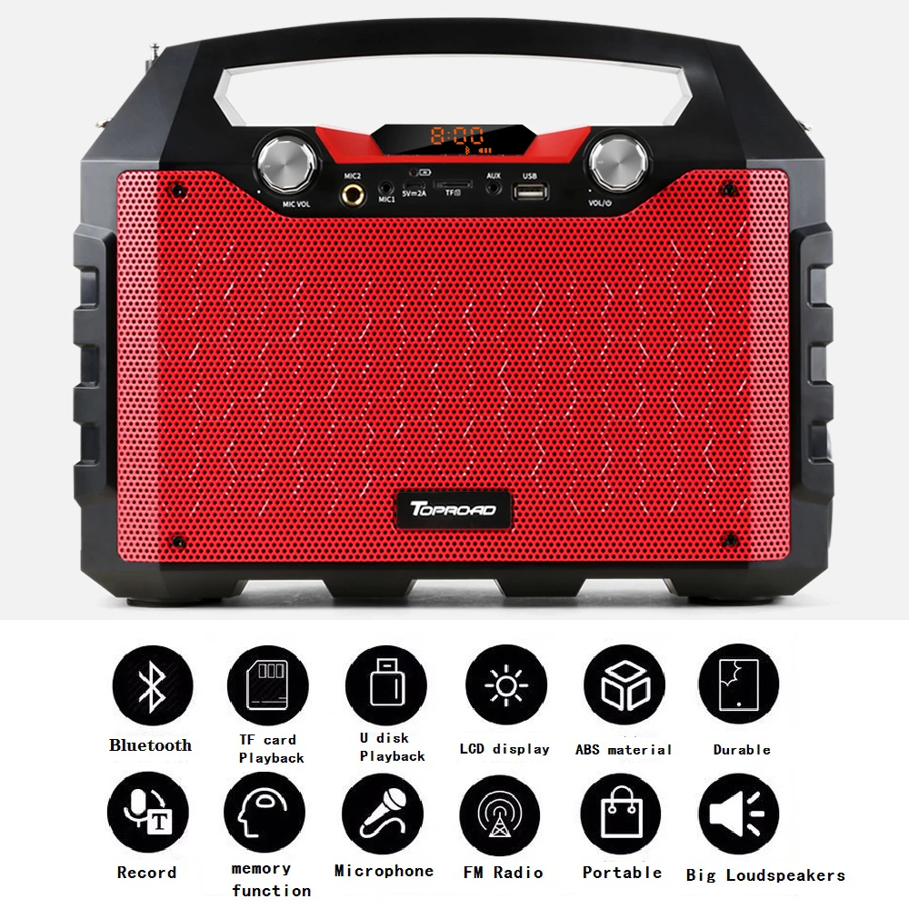  TOPROAD 40W Big Power Bluetooth Speaker Portable Wireless Stereo Bass Speakers Support Remote Contr