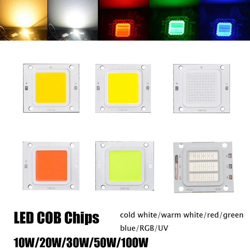 Высокомощный светодиодный чип 10 100 Вт SMD DIY прожектор шарик белый УФ RGB|Подвесные