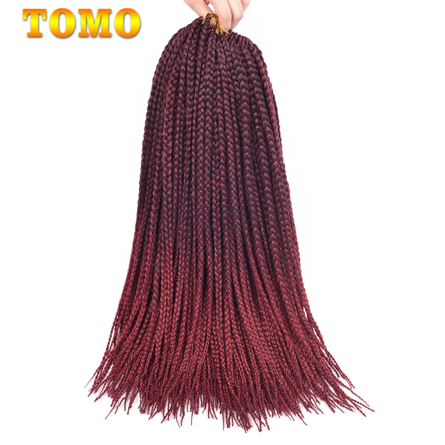 TOMO коробка косички волосы 1" 18" 2" омбре крючком косички 22 корня синтетические волосы для косички крючком наращивание волос черный коричневый красный