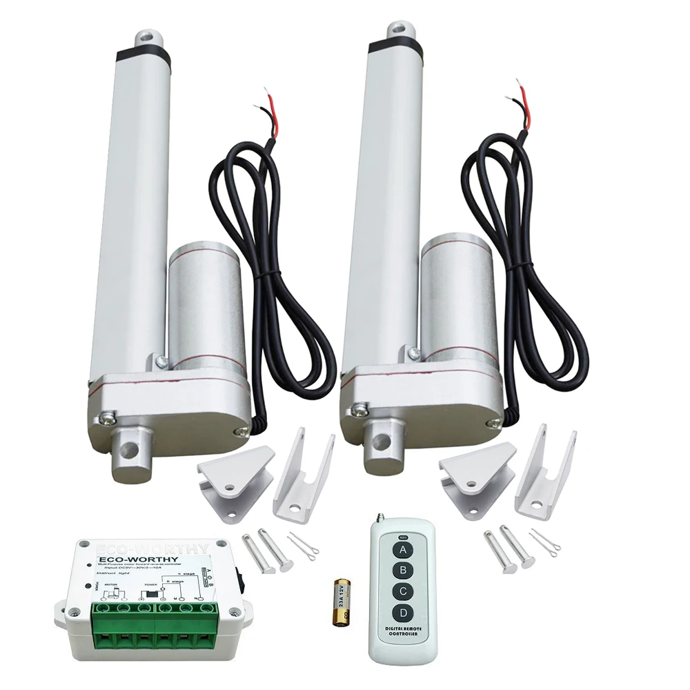 2PCS 200mm Stroke 12V DC font b electric b font linear actuator with stell mounting brackets