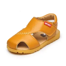 2017 été nouveau jaune garçons et filles 100% en cuir de boeuf tendons à la fin de la tête enfants plage sandales sandales princesse