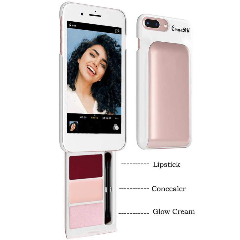 

Mobile phone case with cosmetics Lipstick Concealer Glow Cream Portable Makeup Case for women contour palette Make up corretivo