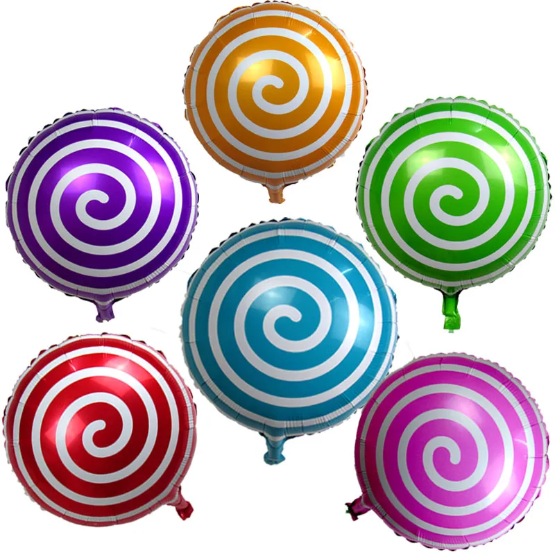 

10pcs/lot colorful candy foil balloons 18 inch round lollipop aluminum balls wedding birthday baby party decoration