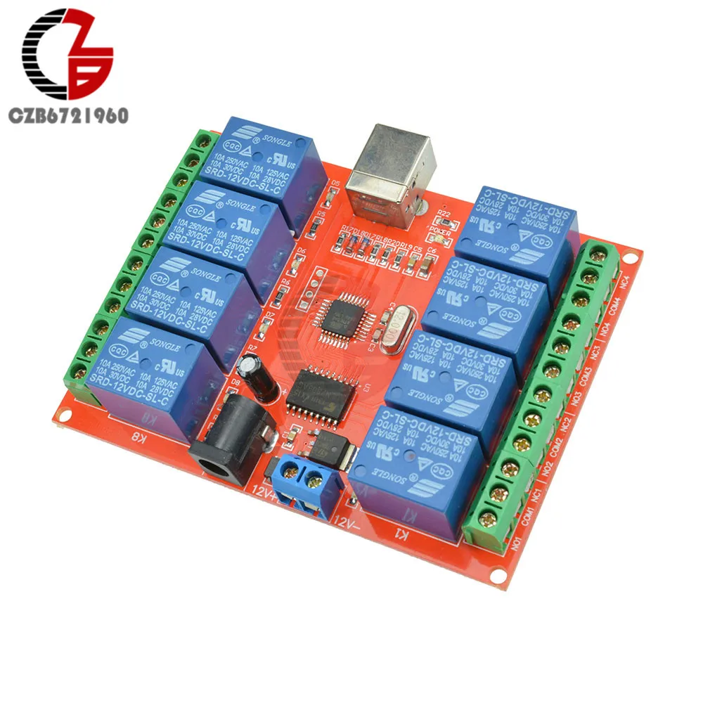 12V 8 Channel Programmable Relay Module USB Computer Control For Smart