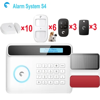 

Anti theft gsm solar siren alarm system home 10 door window sensor 6 pet-immune PIR motion detector