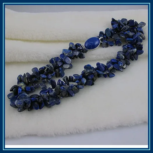 

Unique Pearls jewellery Store,3rows Blue Lapis Lazuli Necklace,Perfect Woman Jewellery,Mother Day Birthday Necklace