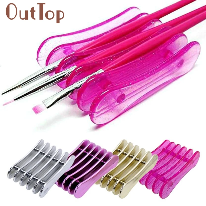 

5 Grid Nail Art Penholder Nails Salon Brush Rack Accessory size Tool Manicure UV Gel Crystal Brush Storage holder Dropship feb27