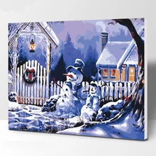 Безрамное изображение снеговик DIY живопись по номерам современное настенное Искусство Ручная роспись живопись маслом на холсте для домашнего декора